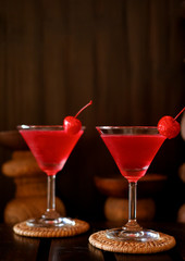 martini cocktail on wood table