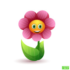 Cartoon character cute bright flower