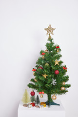 Christmas Tree Concept Interior Room with Decoration on White Background.