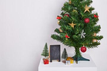 Christmas Tree Concept Interior Room with Decoration on White Background.