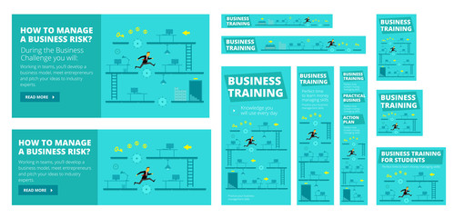 Business training game and competition. A set of banners all standard sizes for advertising in social networks and search engines.