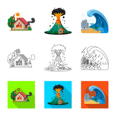 Vector illustration of natural and disaster symbol. Collection of natural and risk vector icon for stock.