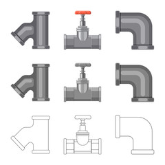 Vector illustration of pipe and tube sign. Set of pipe and pipeline stock vector illustration.