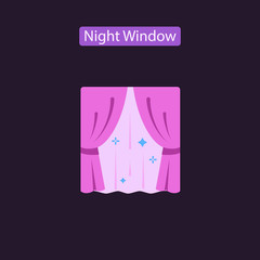 Night window flat icon