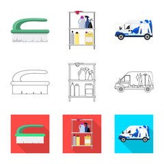 Isolated object of laundry and clean icon. Collection of laundry and clothes vector icon for stock.