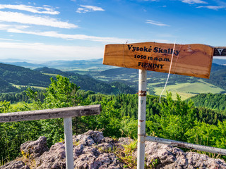 Viewpoint on mount Wysoka (Vysoke Skalky). Pieniny Mountains, Slobakia-Poland border.