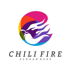 Hot Chili logo design vector. Chili with fire logo concepts. Food logo template