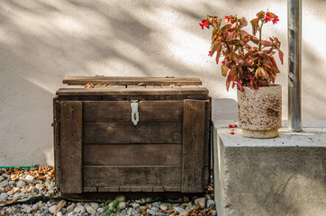 Closed heavy wooden crate