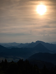 Trzy Korony Massif at sunset. Pieniny Mountains, Poland.
