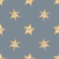 Obraz premium Seamless golden stars on dark blue background pattern