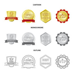 Isolated object of emblem and badge symbol. Collection of emblem and sticker stock symbol for web.