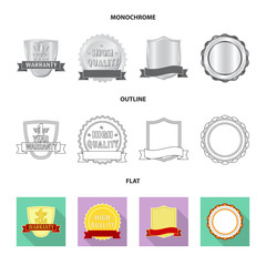 Vector illustration of emblem and badge logo. Set of emblem and sticker vector icon for stock.