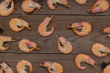 seafood, prawns prepared and stacked