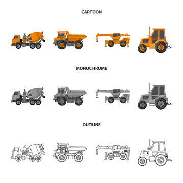 Vector illustration of build and construction symbol. Collection of build and machinery stock symbol for web.