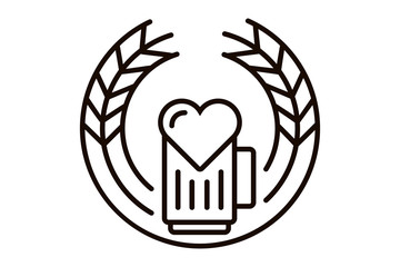 Love beer badge logo design vector illustration