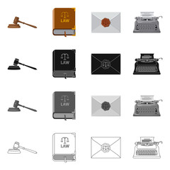 Vector illustration of law and lawyer symbol. Collection of law and justice vector icon for stock.