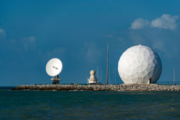 sphere radar on blue sky