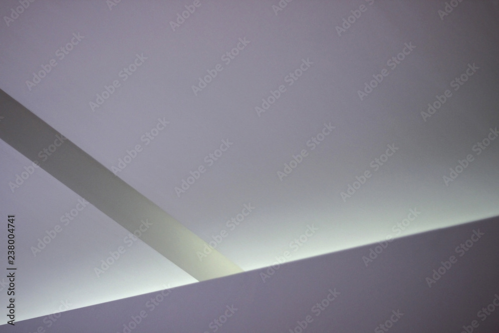 Poster refined abstract architecture or interior design photo of plastered ceiling with recessed lighting. 