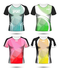 Set of Soccer sport t-shirt layout design poly template and polo shirt vector illustration