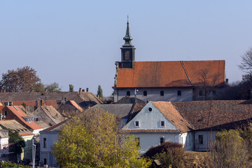 Fototapeta na wymiar View of Petrovaradin Fortress from the Danube river in the City of Novi Sad, Vojvodina, Serbia