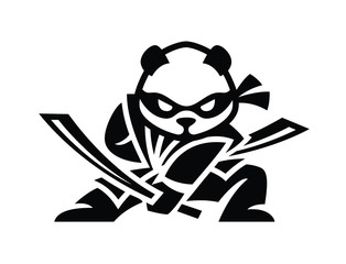 Modern panda logo ninja illustration. flat design samurai panda