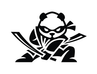 Modern panda logo ninja illustration. flat design samurai panda © Noctwork
