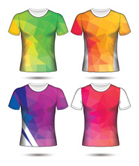  t-shirt templates abstract geometric collection of different colors polygonal mosaic