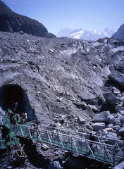 France. Entrance of a cave in the mountain Mont Blanc