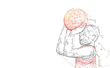 Fototapeta premium Basketball Player Shooting form lines, triangles and particle style design. Illustration vector