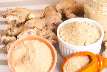 ginger root on the wooden background