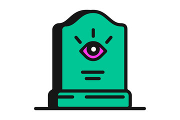 Fototapeta premium A stone gravestone with a carved Masonic eye