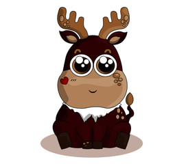 cute deer white background