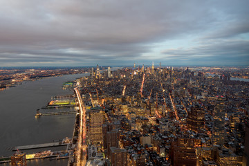 New York city vista panoramica al tramonto - Stati Uniti 