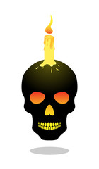 Skull and Candle Illustration Vector Icon