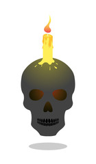 Skull and Candle Illustration Vector Icon