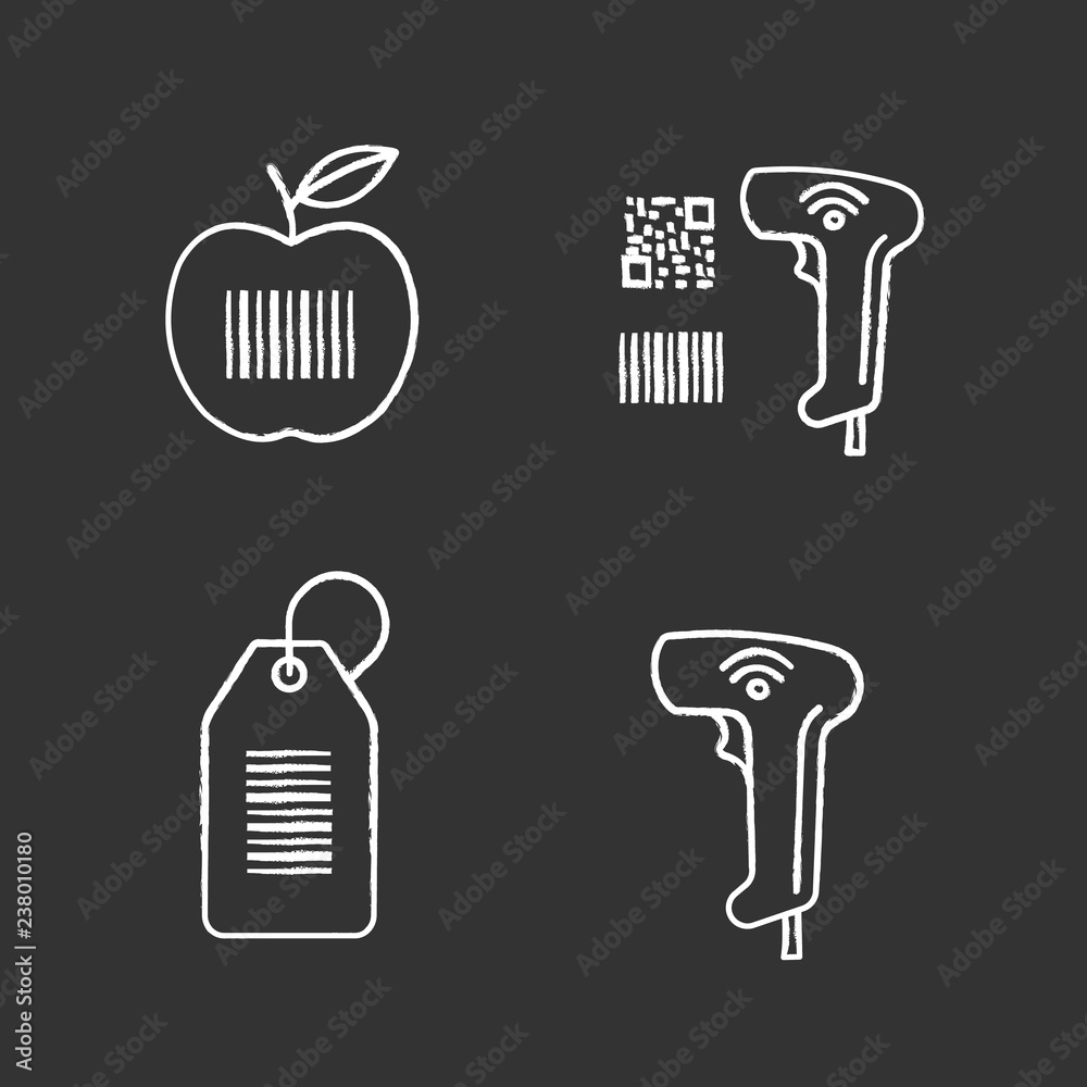 Canvas Prints Barcodes chalk icons set