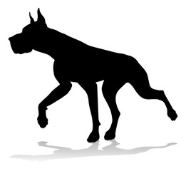 A detailed animal silhouette of a pet dog