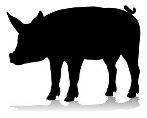 A pig silhouette farm animal graphic