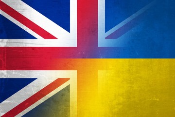 UK and Ukraine grunge flag mix