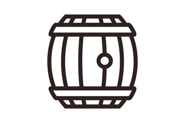 wooden barrel of beer, a linear flat color icon