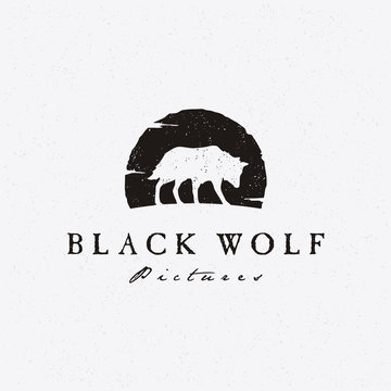 Rustic Hipster Silhouette Wolf for Movie  Production Logo
