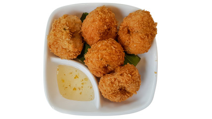 Deep-Fried shrimp cakes on isolate white background with clipping path.