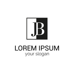 Creative abstract vector logo template. Monogram JB. Monochrome logotype. Simple badge for your company. Corporate identity. EPS10. Design element.