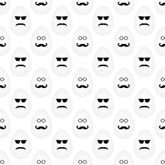 Easter hipster pattern,  vector illustration, eggs with different retro glasses and moustache.