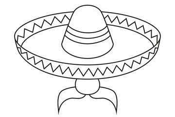 Line art black and white mexican man avatar