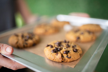 Gluten free cookies with gluten free ingredients on service tray
