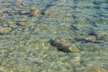 transparent water surface stone sea bottom fuzzy wallpaper background 