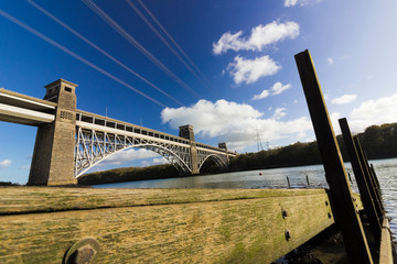 Vista of Britannia Bridge from the Menai Strait, Anglesey