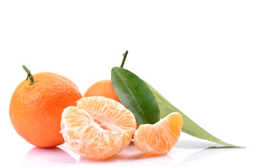 Mandarin fruit on white background