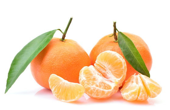 Mandarin fruit on white background